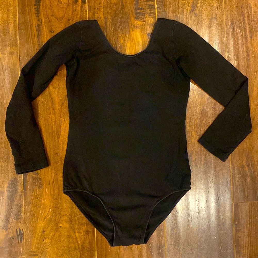 Girls long sleeve black leotard